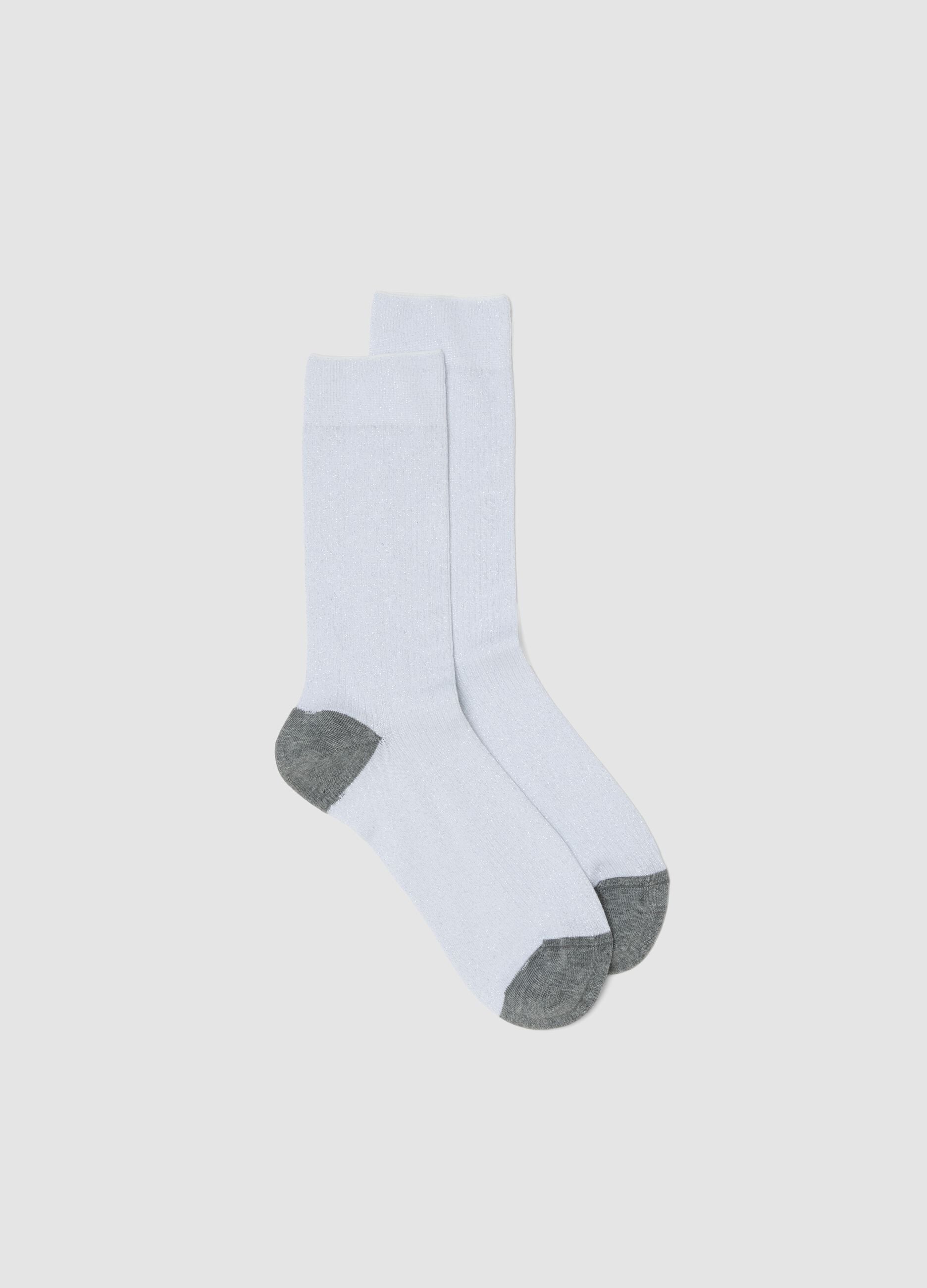 Blue stretch cotton socks with glitter