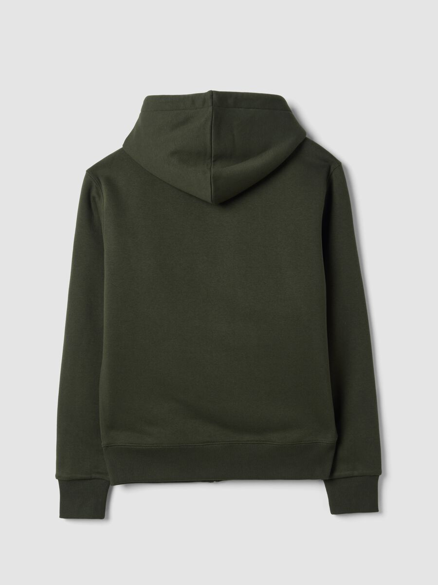 Felpa verde in misto cotone fleece con cappuccio regular fit_1