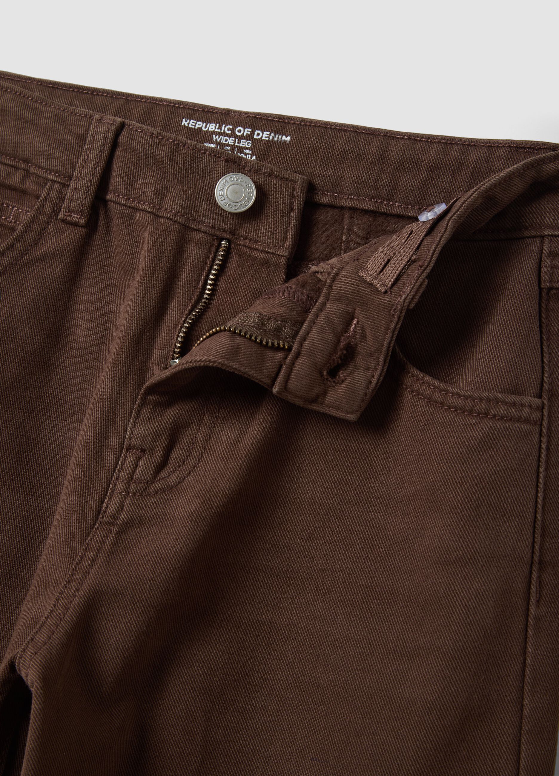 Brown wide-leg jeans in pure cotton twill