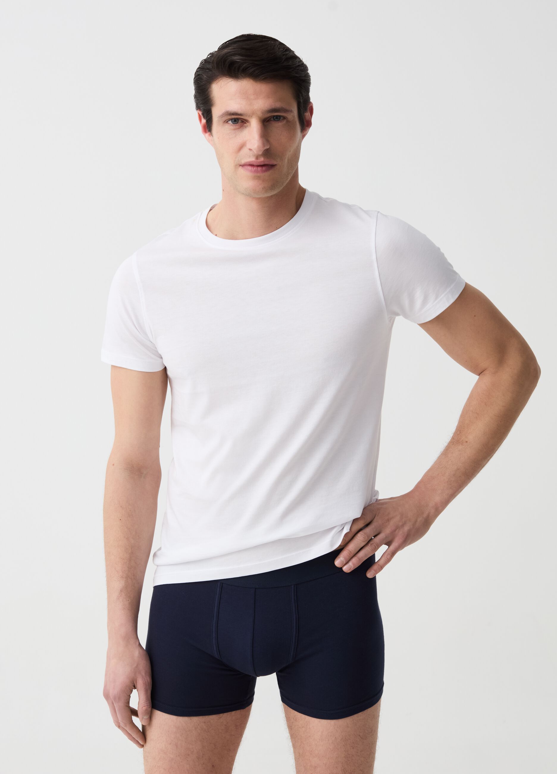 Three-pack stretch organic cotton midi boxer shorts