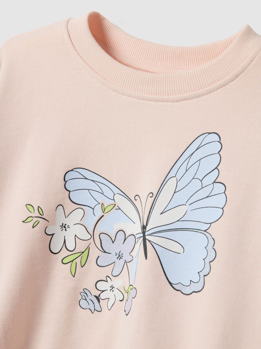 Regular fit pink cotton sweatshirt with print for girls_2