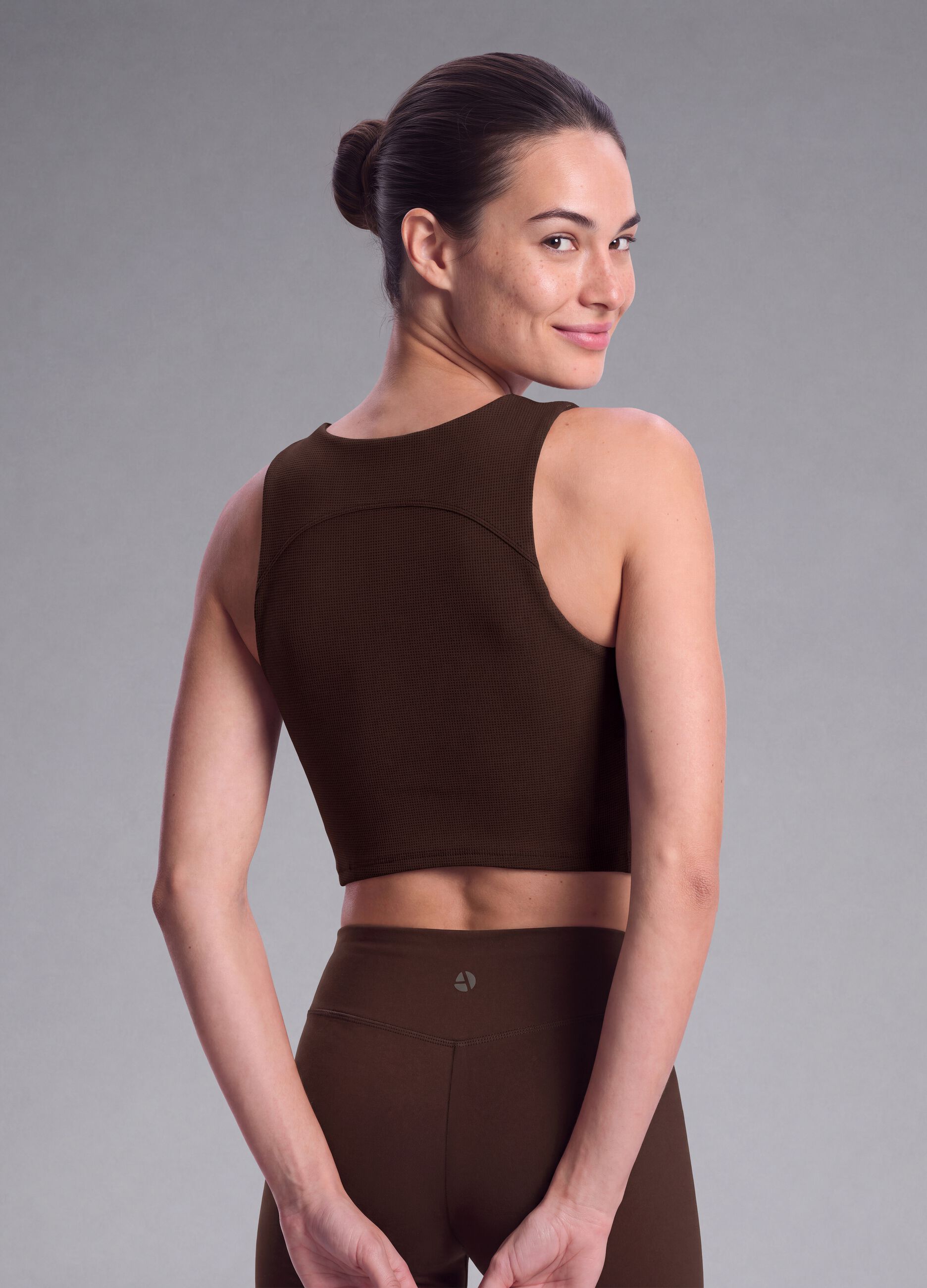 Brown crop top in stretch fabric