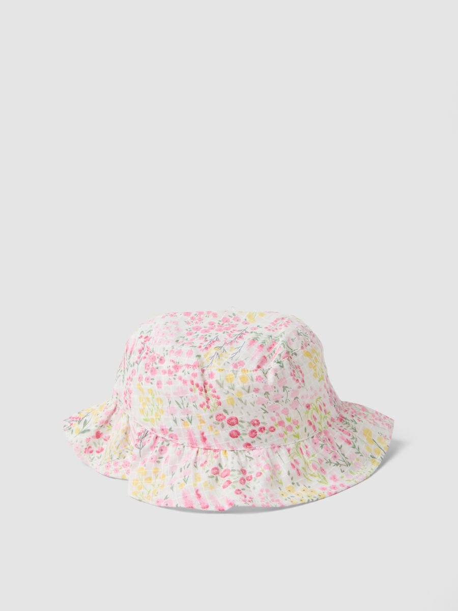 Multicolour pure cotton bucket hat for baby girl_0