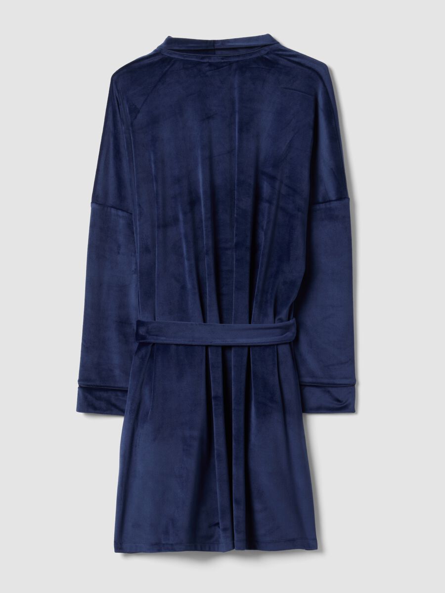 Blue stretch-fabric dressing gown with belt_6