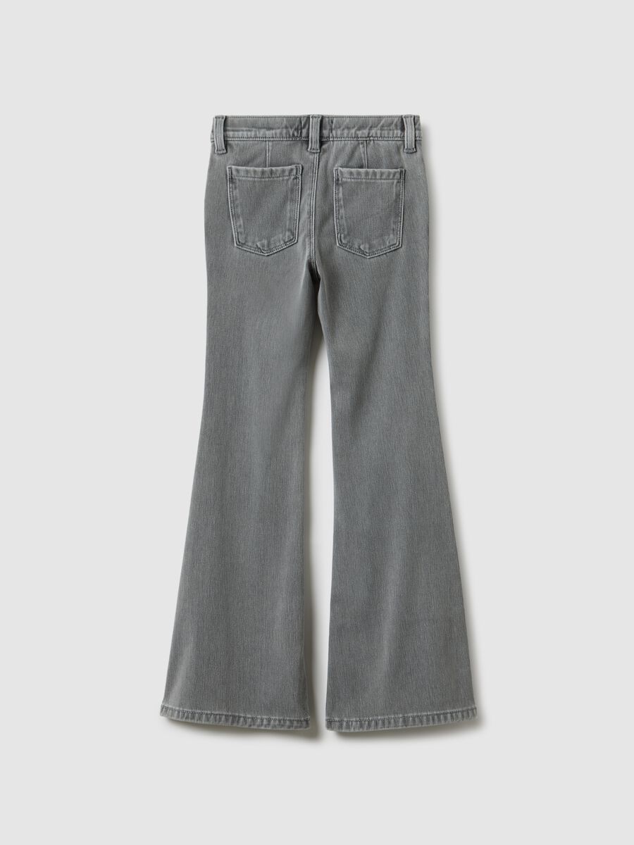 Grey denim flare jeans for girls_4