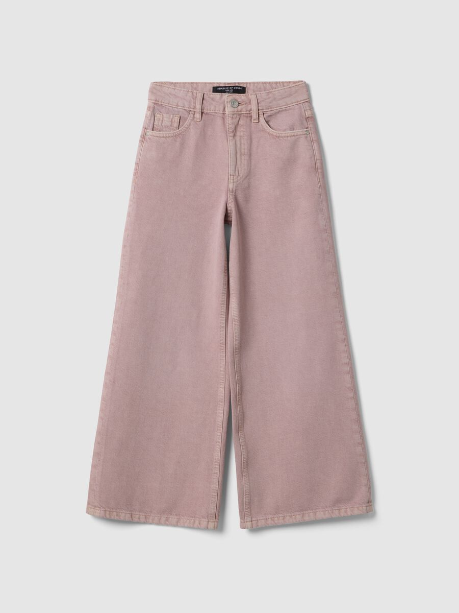 Superweite Jeans mit weitem Bein aus rosa Baumwoll-Denim f&uuml;r M&auml;dchen_3