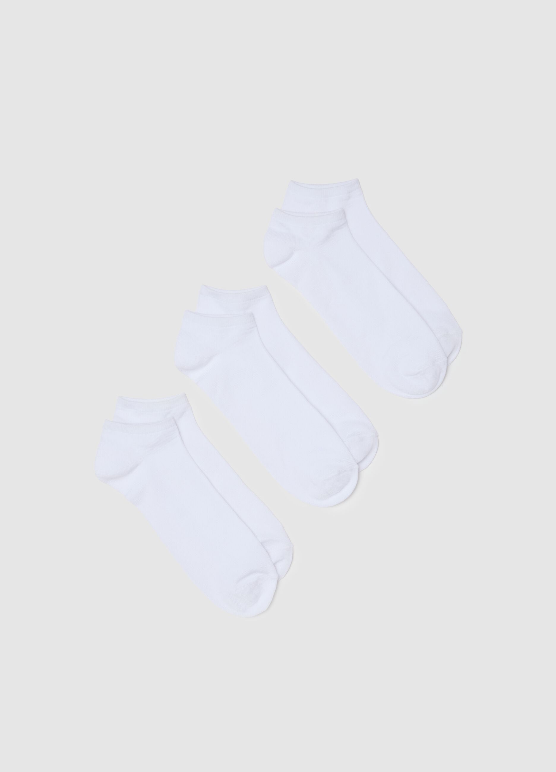 Tripack of low-cut white cotton blend socks regular fit