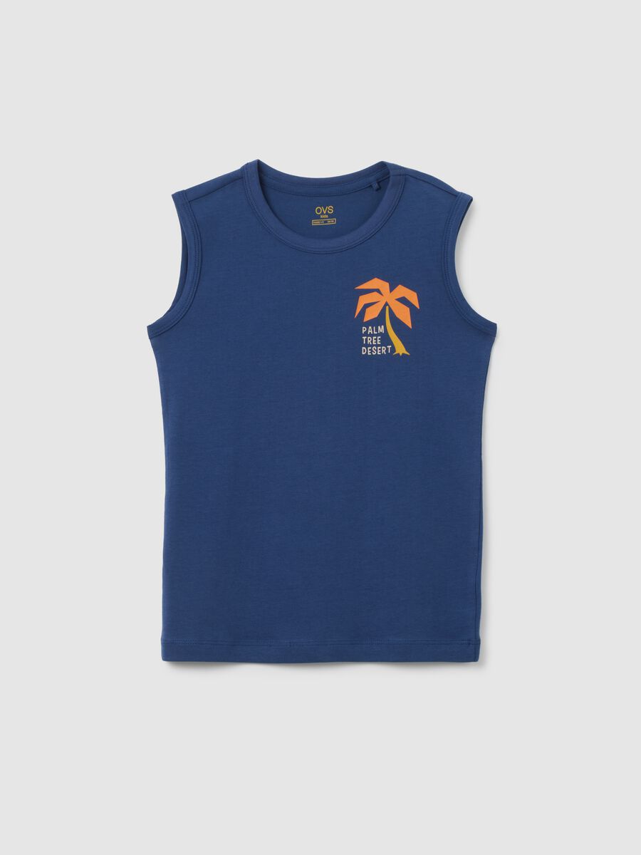 Children's pure cotton blue tank top regular fit_0