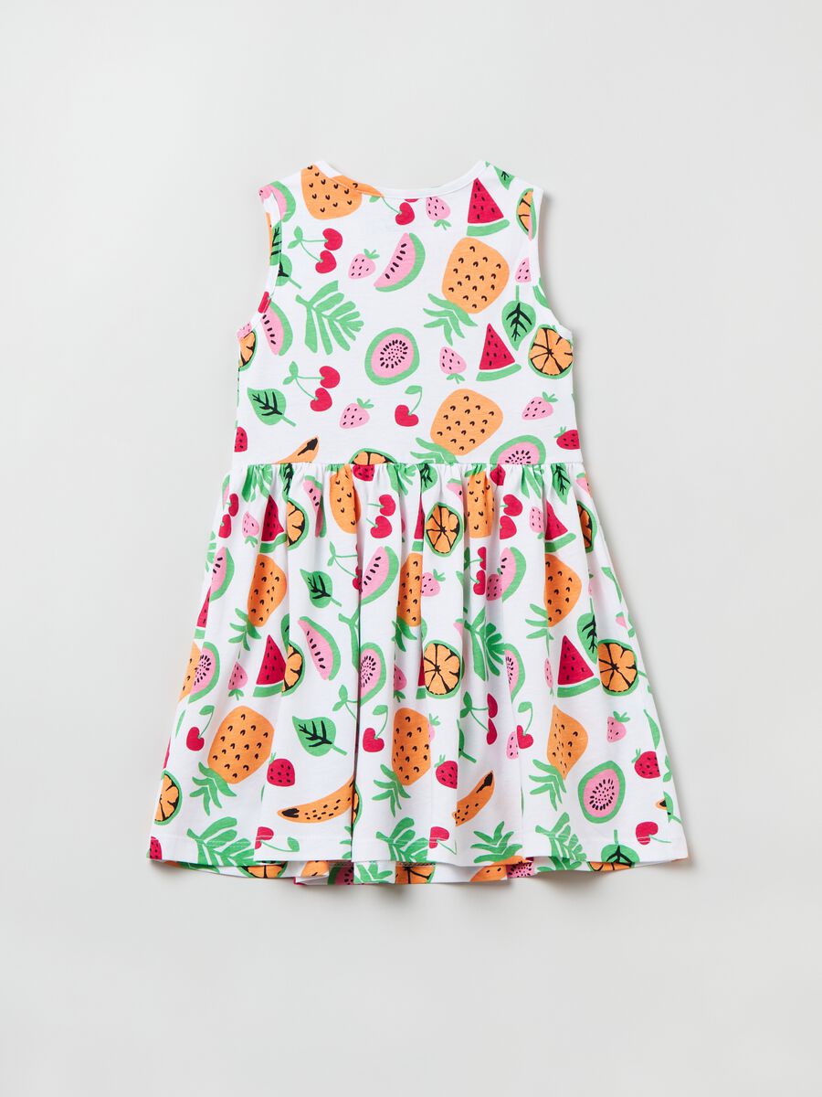 Sleeveless dress in cotton with print_1