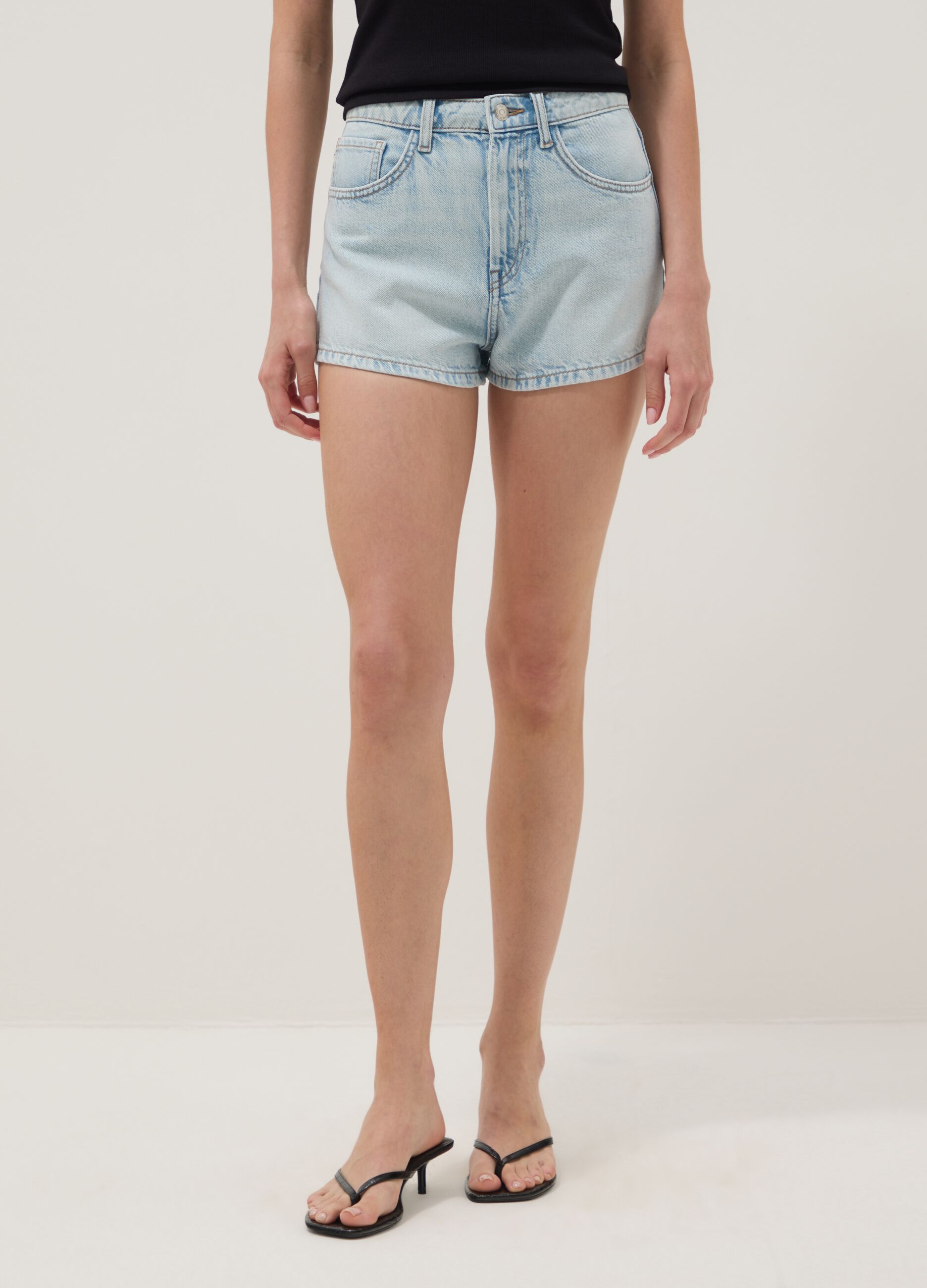 Light blue pure cotton denim shorts