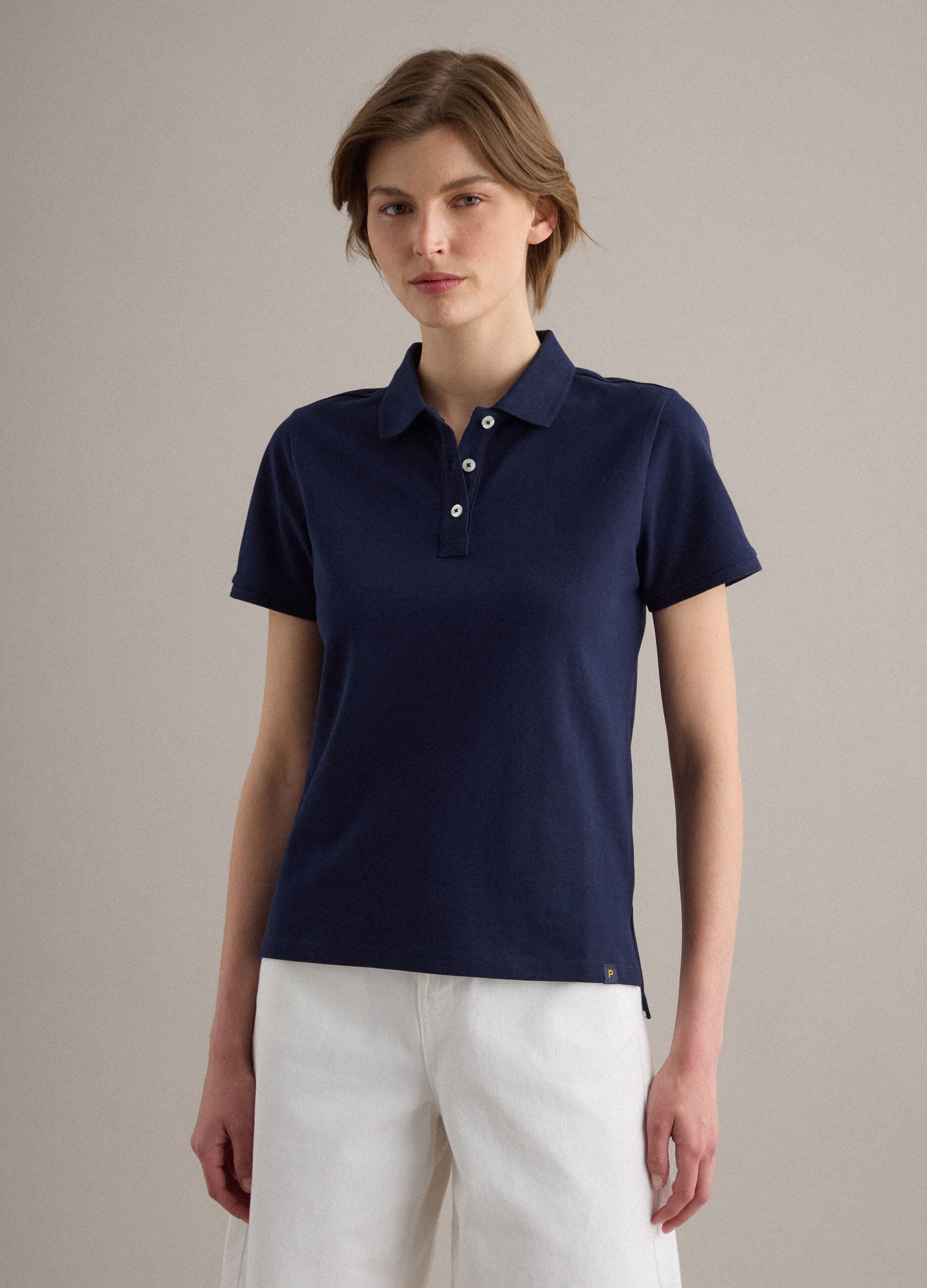 Polo azul de algod&oacute;n org&aacute;nico ajuste regular