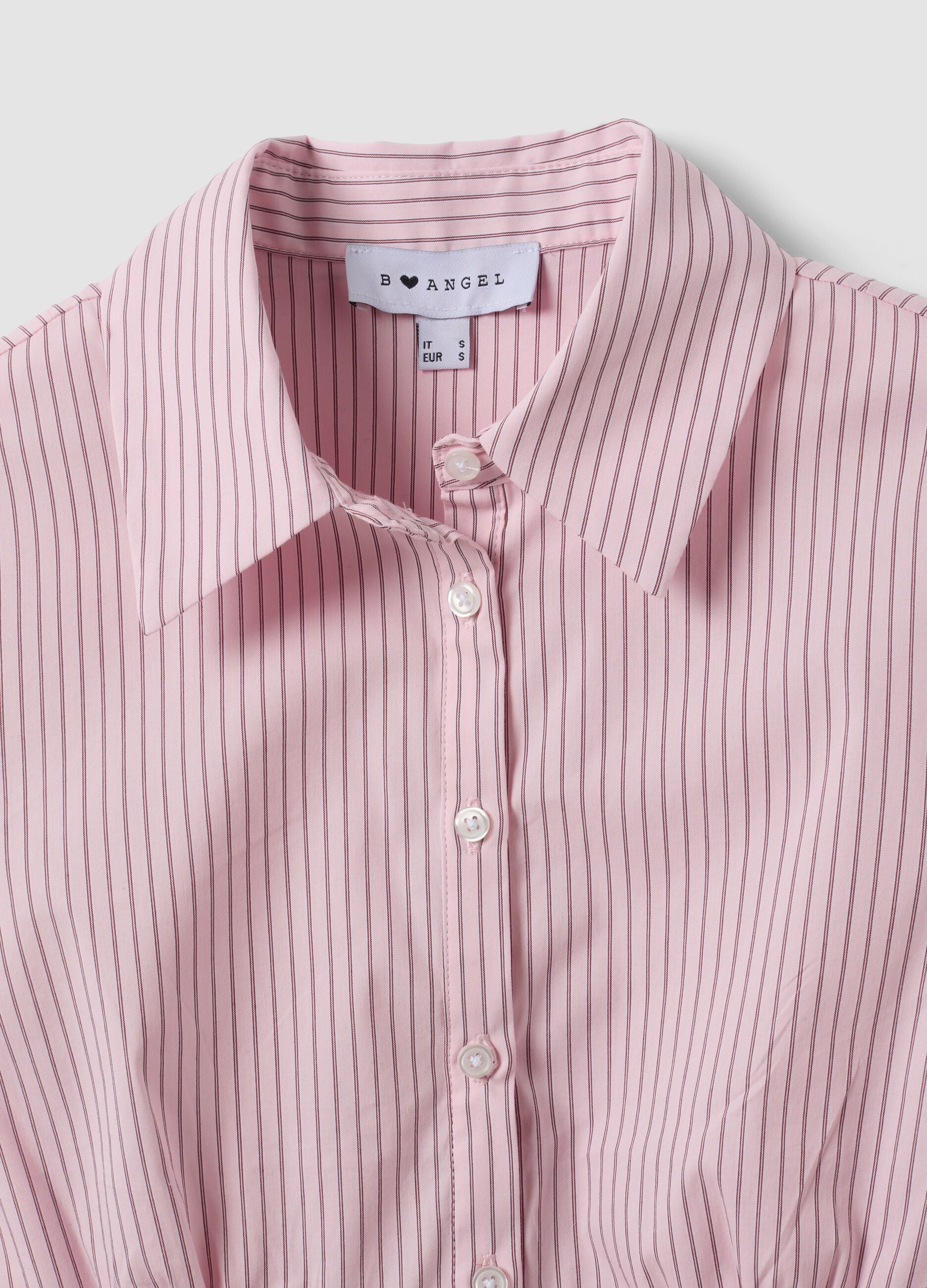 Pink striped slim-fit stretch cotton shirt
