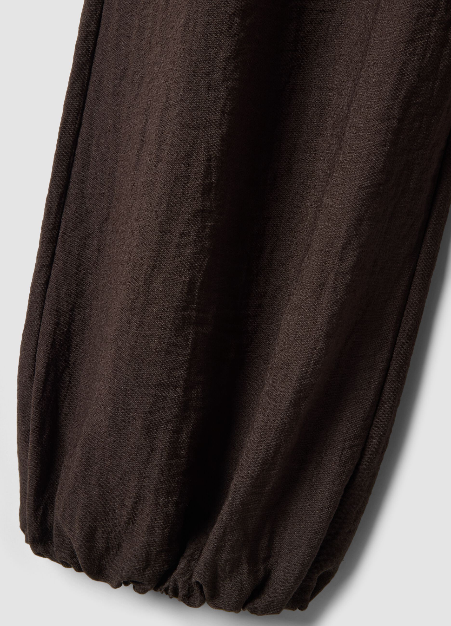 Brown viscose-blend relaxed fit jogger trousers