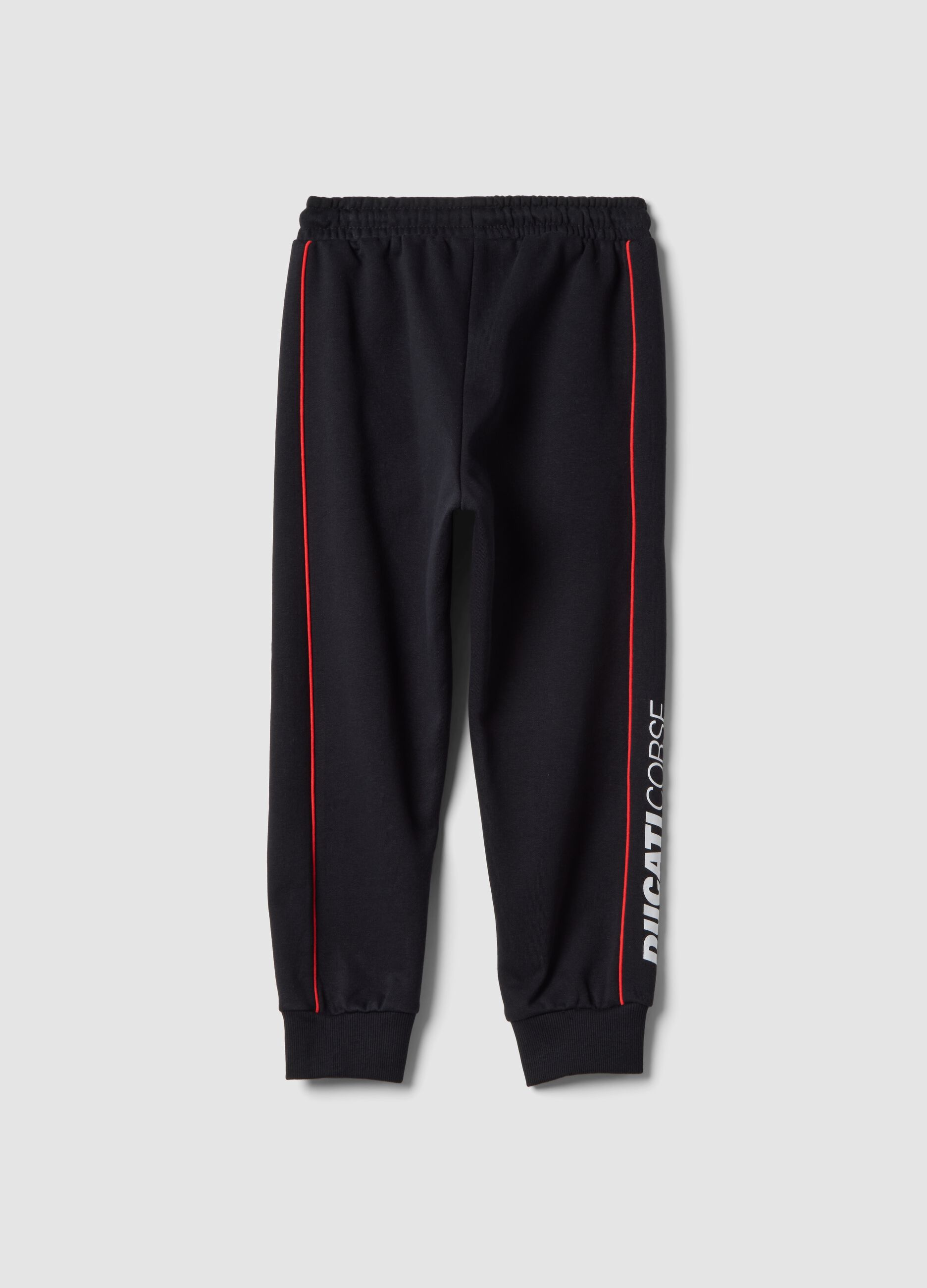 Pantaloni jogger neri in misto cotone con coulisse e logo Ducati