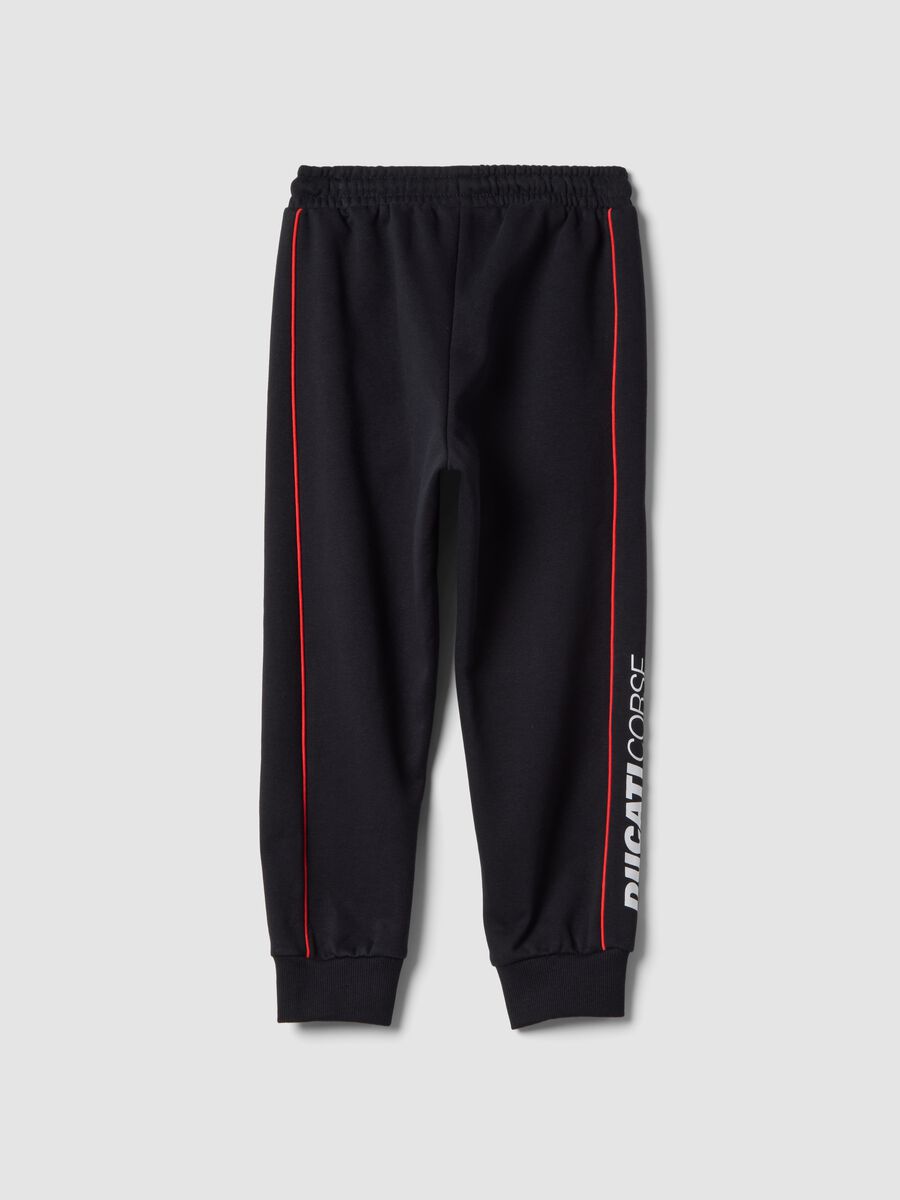 Pantaloni jogger neri in misto cotone con coulisse e logo Ducati_1