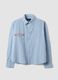 Camisa azul cropped em algod&atilde;o puro &agrave;s riscas, corte oversize_4