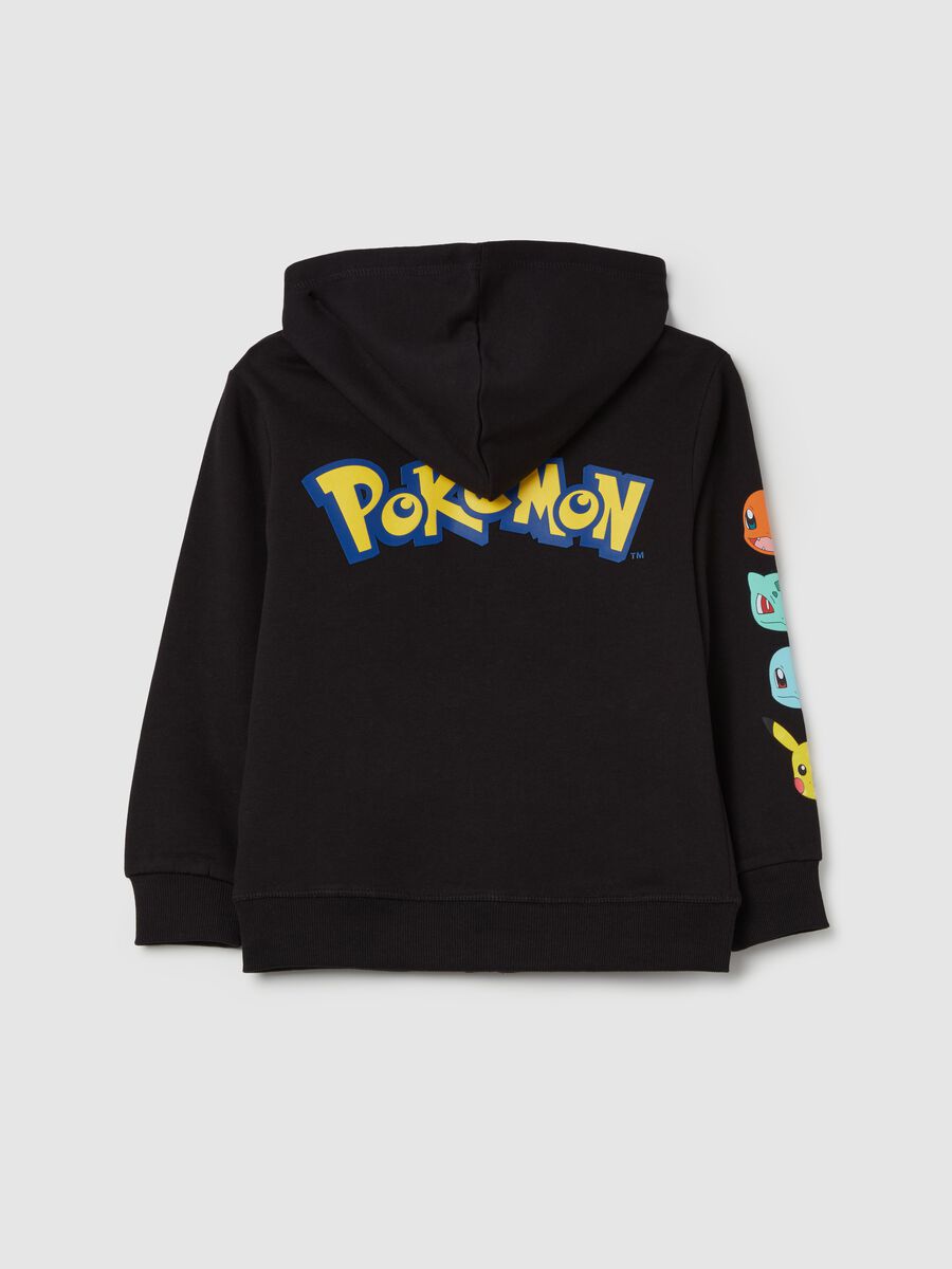 Full-zip sweatshirt with hood and Pokemon print_1