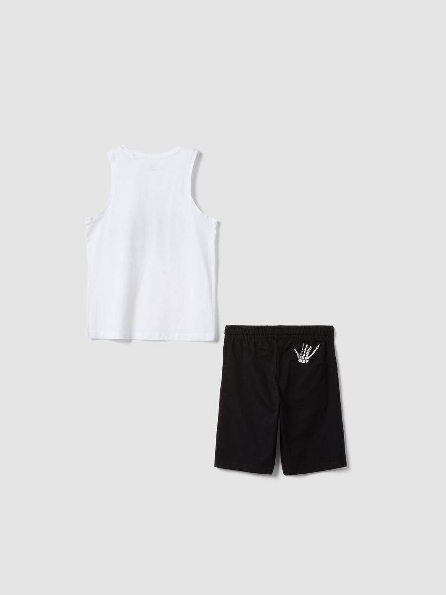 Black and white pure cotton set with top and shorts_1