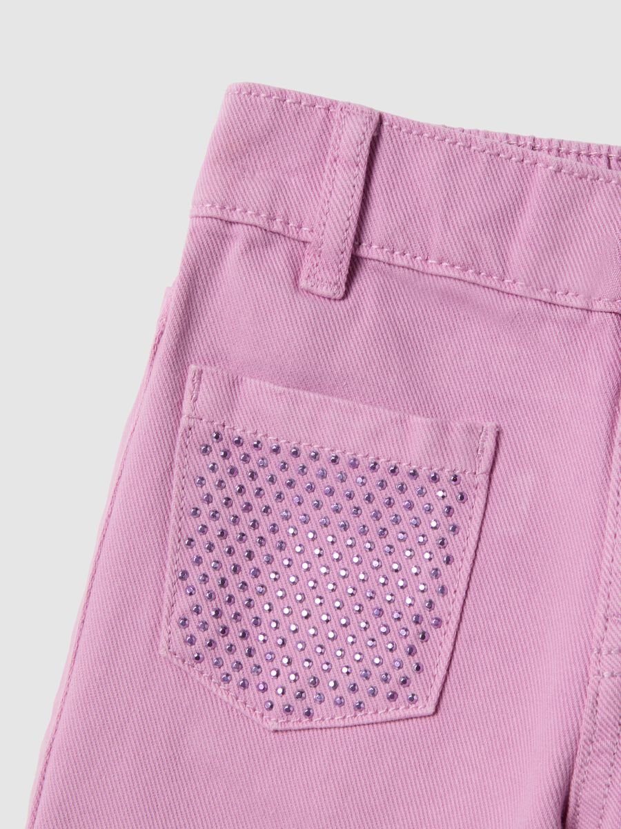 Girls' Pink Regular Fit Cotton Flare Trousers_2