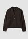 Grey wool-blend cable-knit oversized cardigan with deep V-neck_0