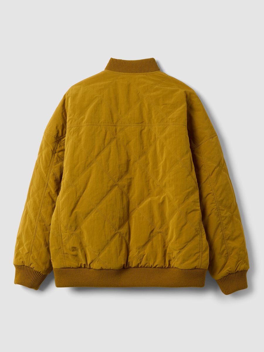 Yellow quilted zip-up bomber jacket, regular fit_2