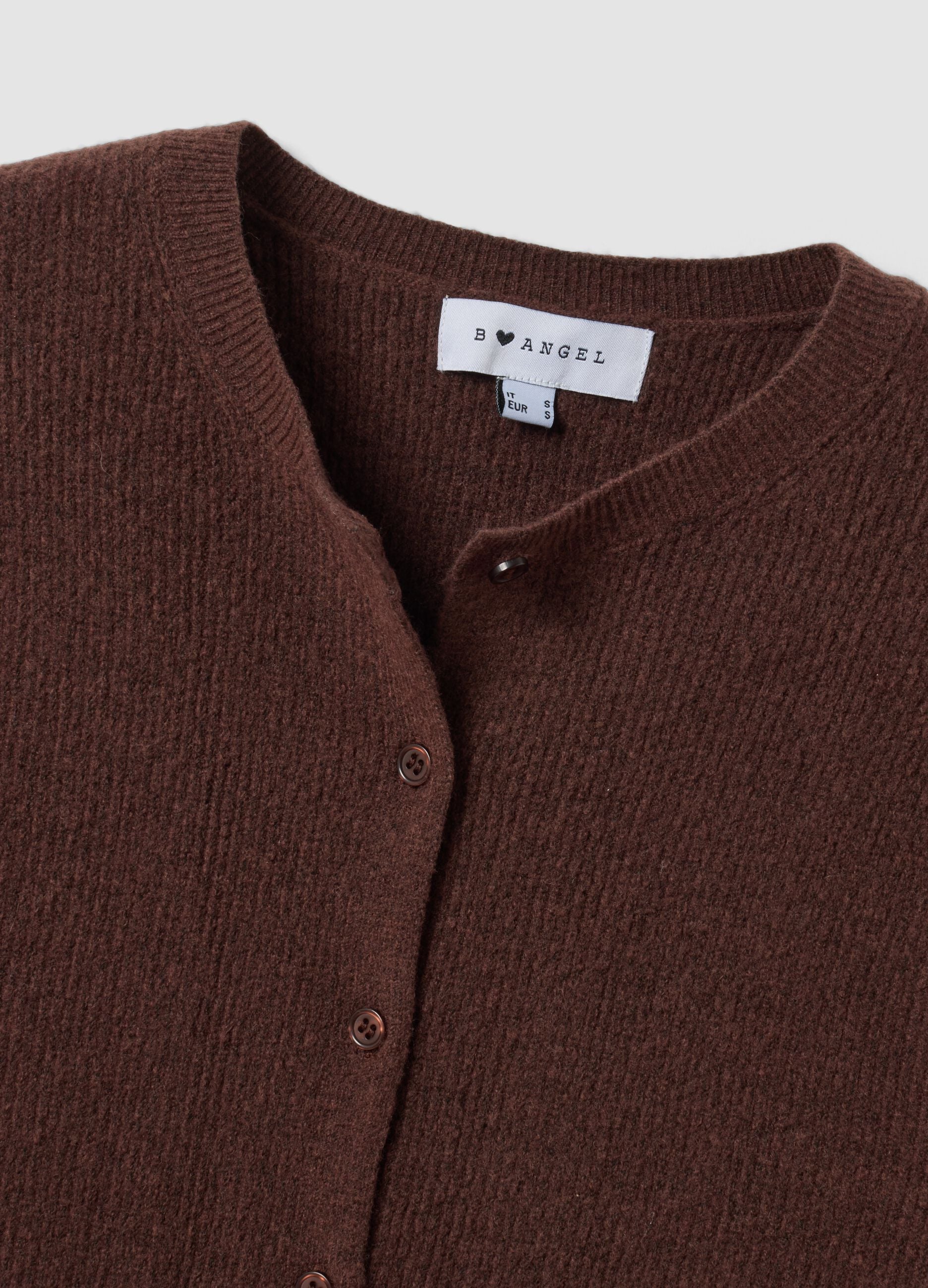 Brauner Rundhals-Cardigan aus Lyocell-Wollmix im Oversize-Fit