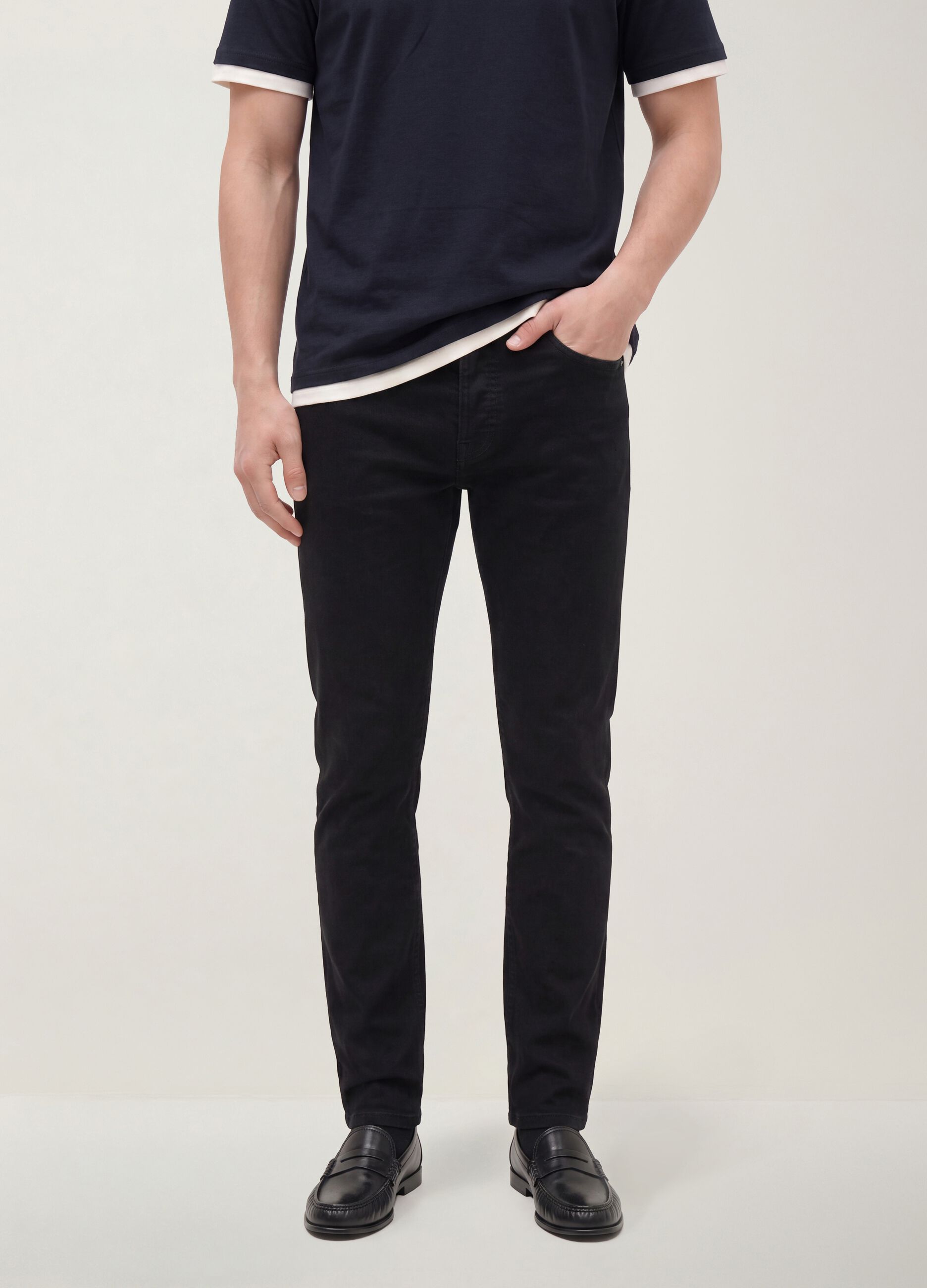 Schwarze Skinny-Fit-Jeans aus Stretch-Baumwolle