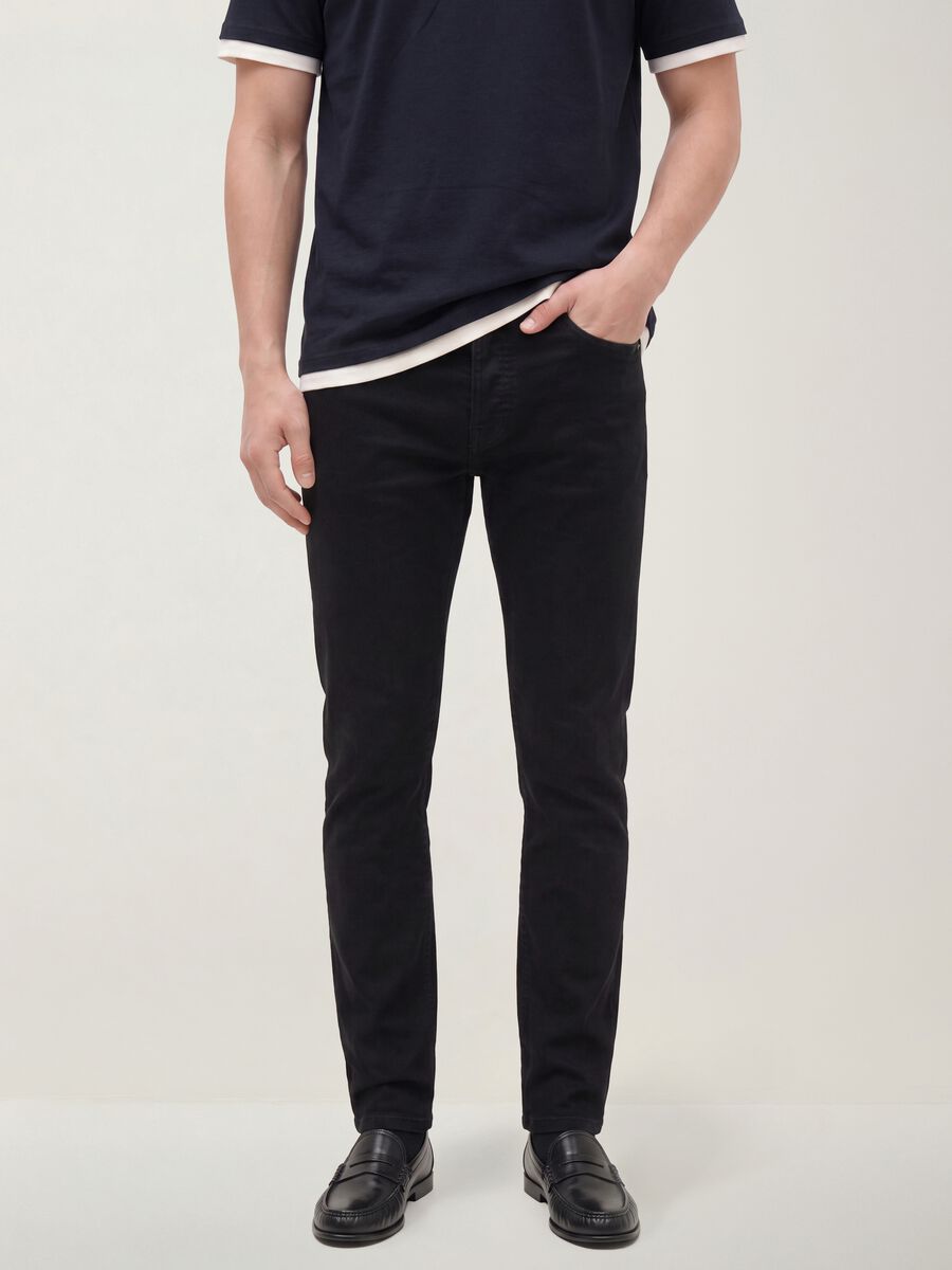 Schwarze Skinny-Fit-Jeans aus Stretch-Baumwolle_1