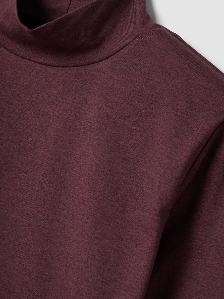 Purple cropped stretch T-shirt with high neck_6