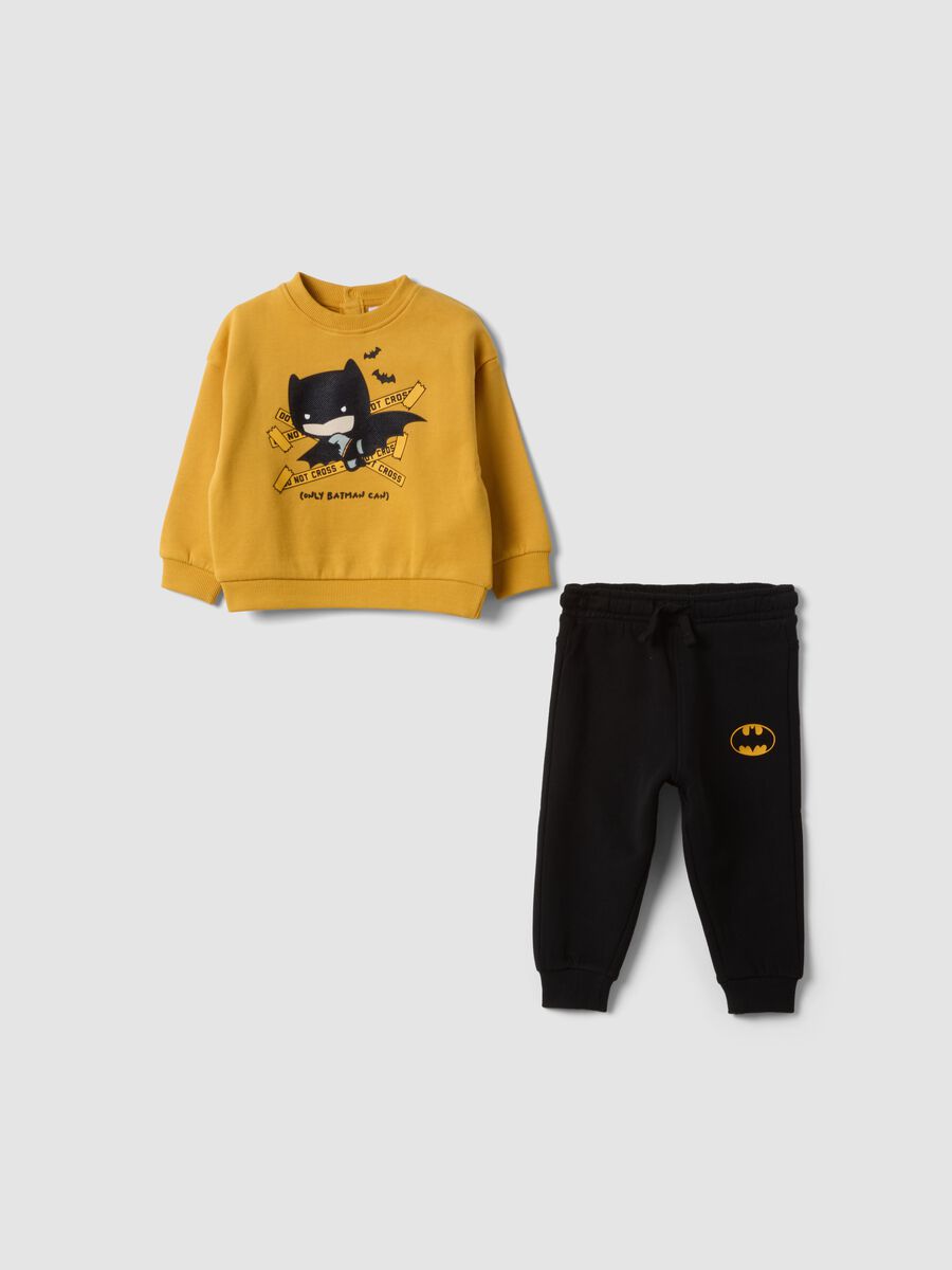 Yellow organic cotton Batman print jogger set_0