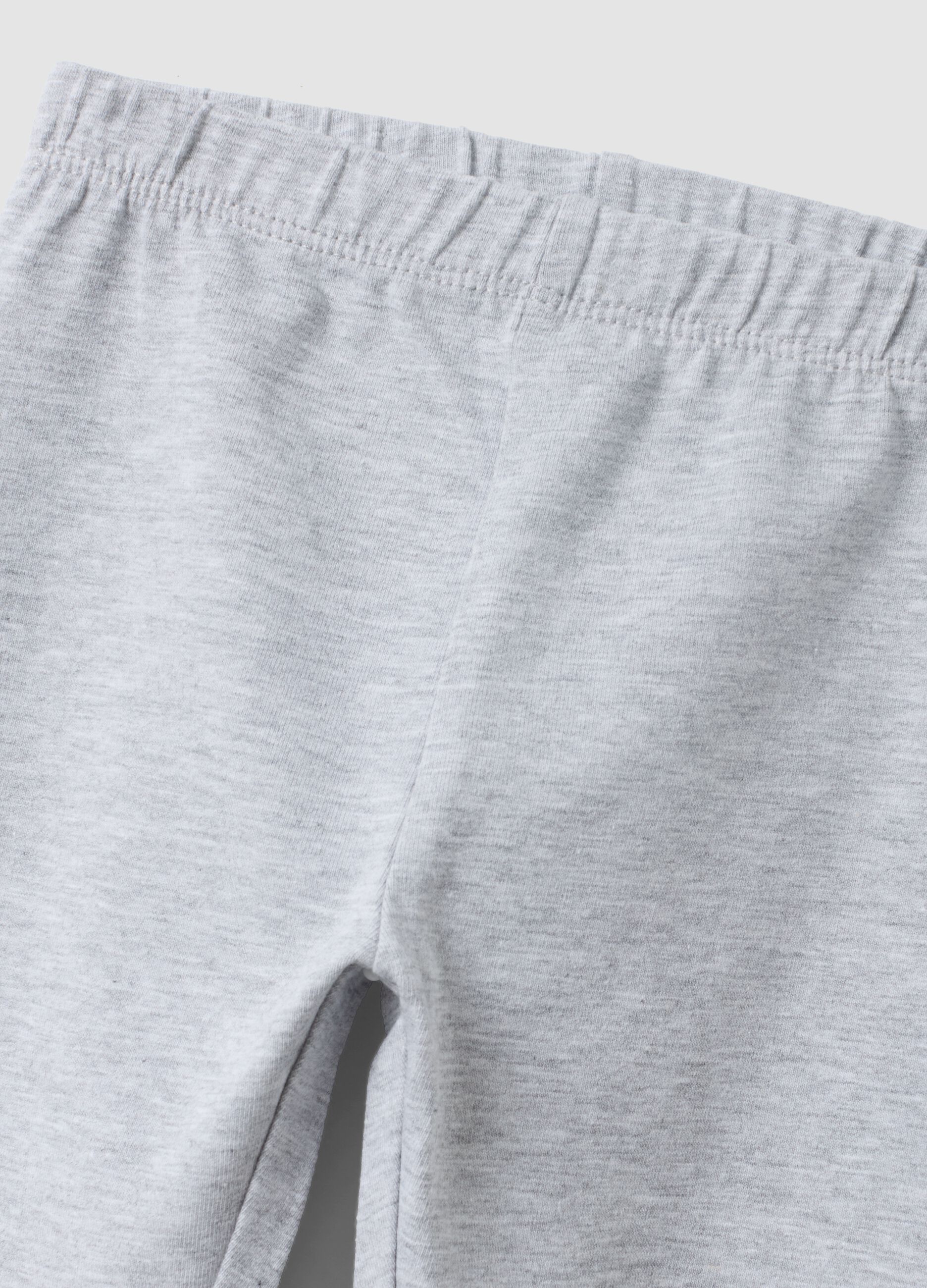 Grey slim-fit organic cotton blend leggings for baby girl