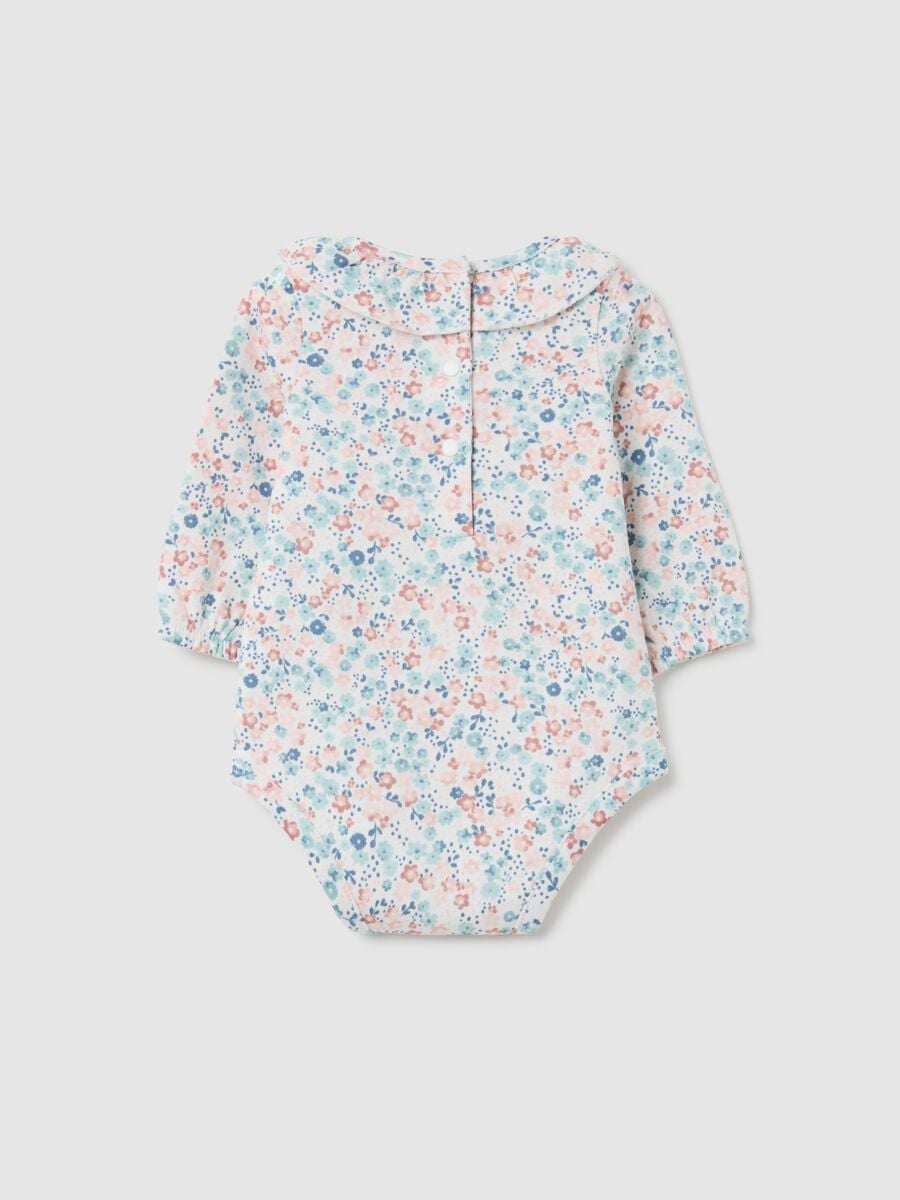 Body para beb&eacute; ni&ntilde;a en algod&oacute;n puro multicolor con cuello con volantes_1