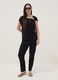 Black pure cotton T-shirt with draping and brooch_1