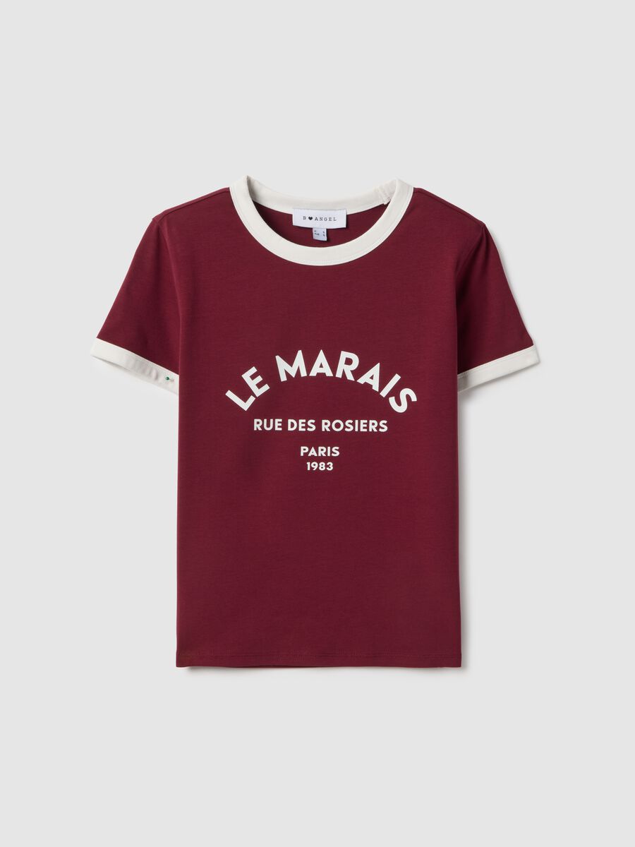 Red stretch cotton regular fit t-shirt with print_4