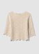 Beige pure cotton crochet T-shirt, regular fit_1