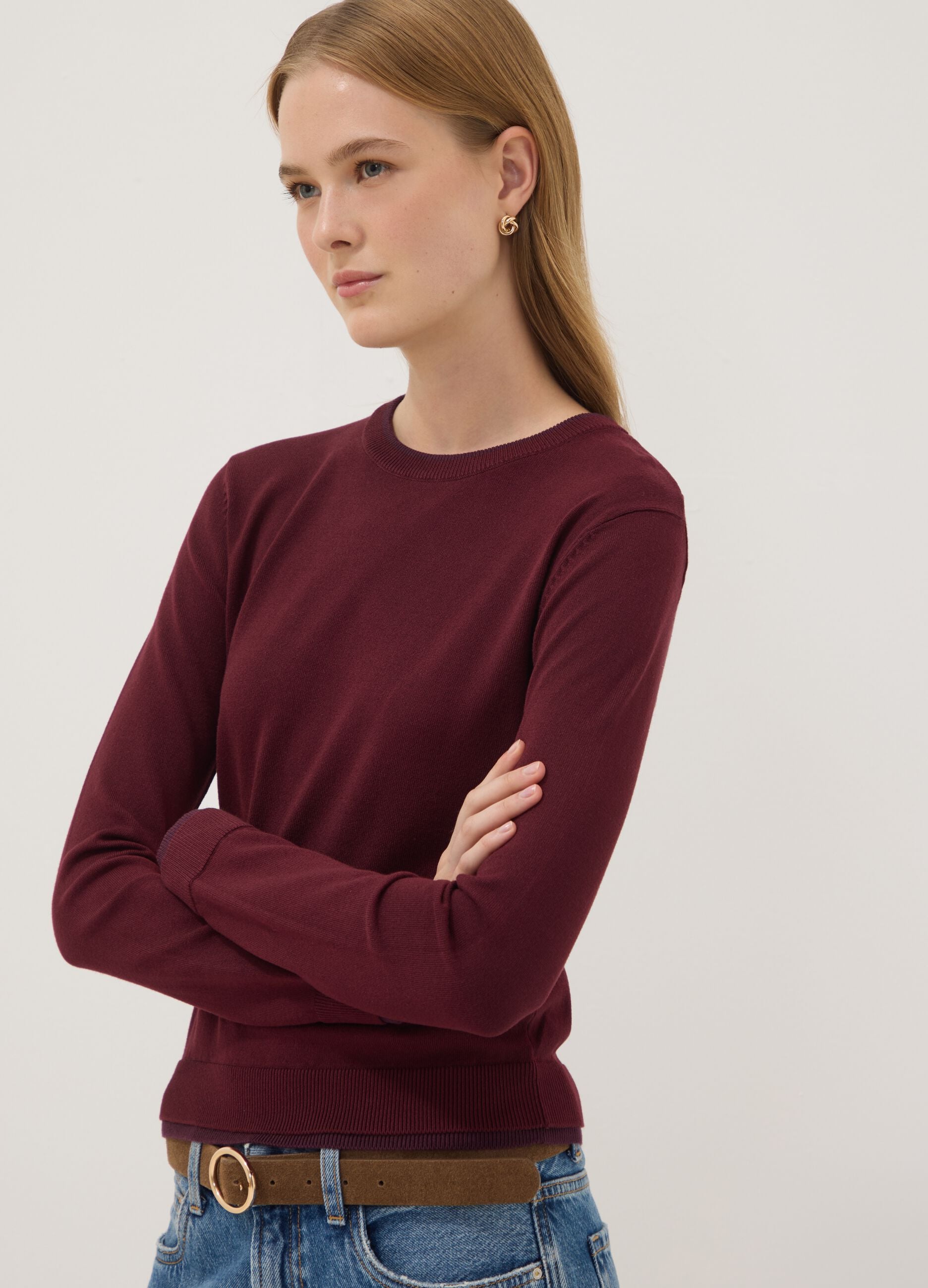 Rotes Longsleeve aus Viskosemix