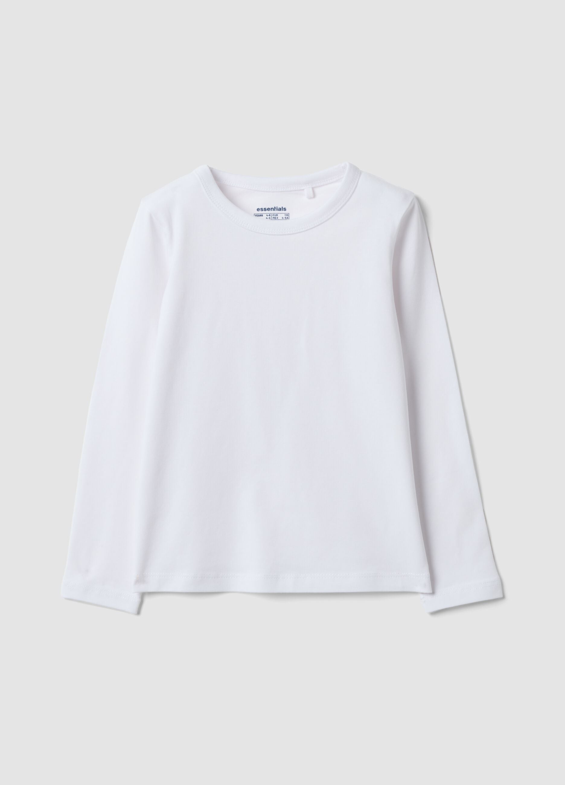 Wei&szlig;es Langarm-T-Shirt aus Stretch-Baumwolle