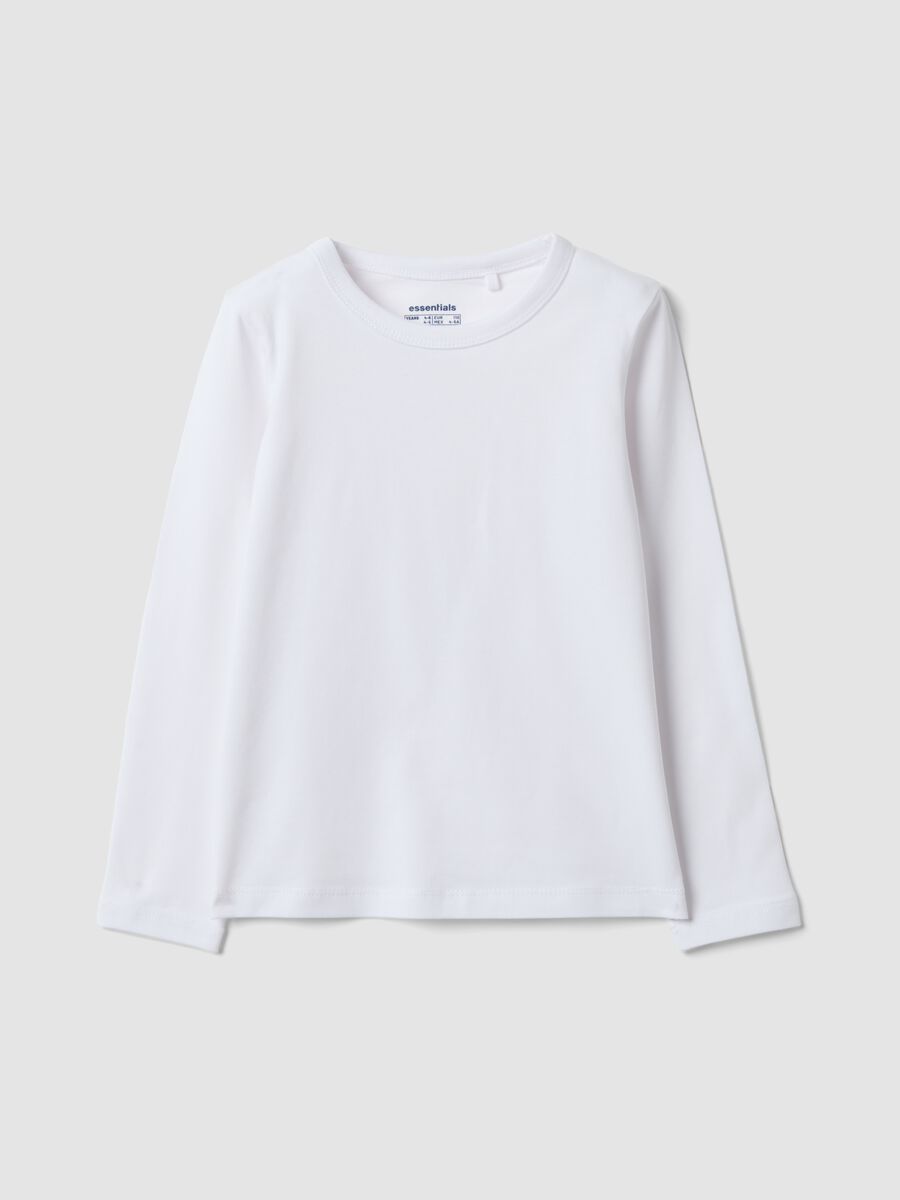 Wei&szlig;es Langarm-T-Shirt aus Stretch-Baumwolle_0