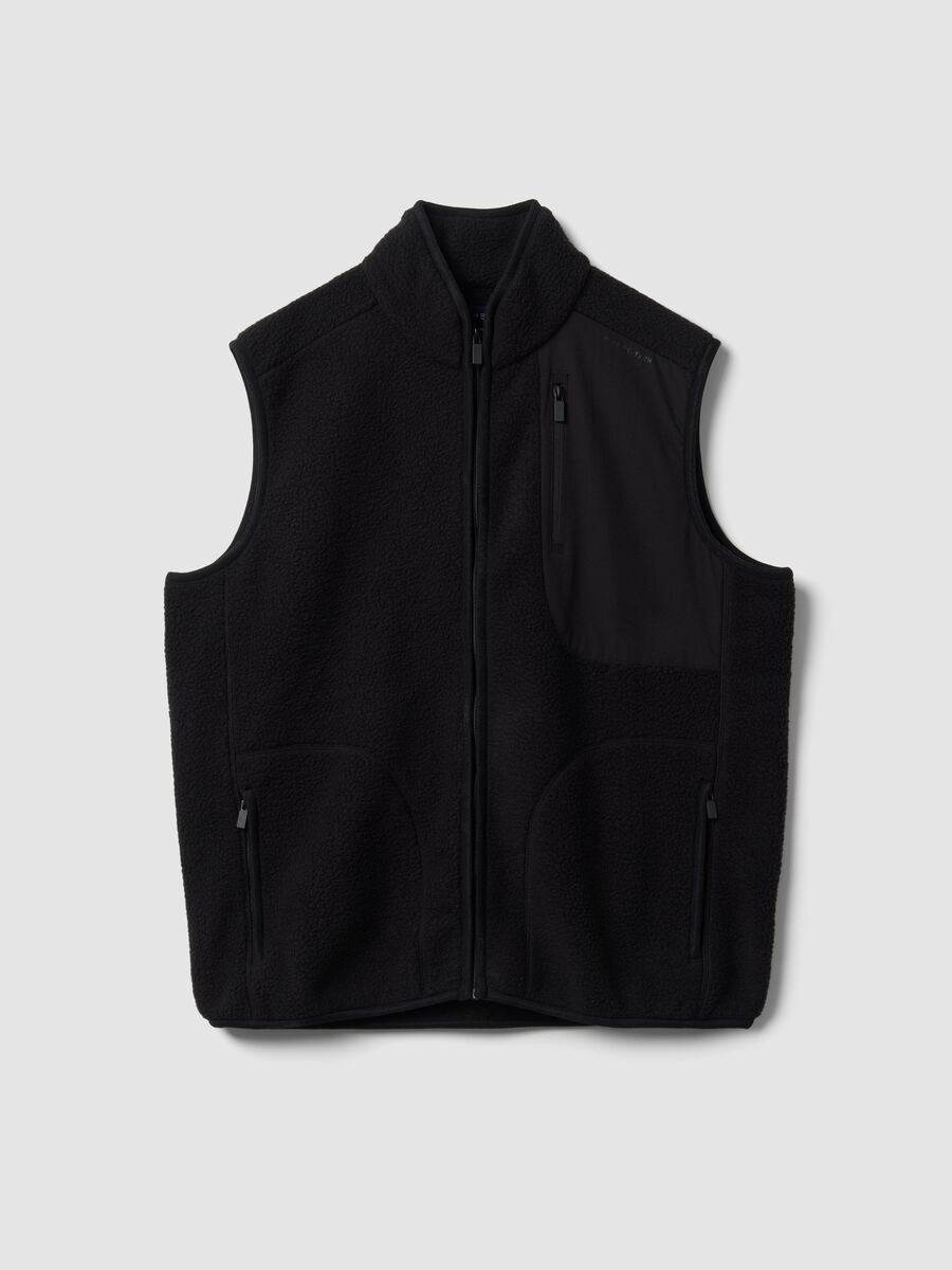 Felpa full-zip nera con colletto regular fit_4