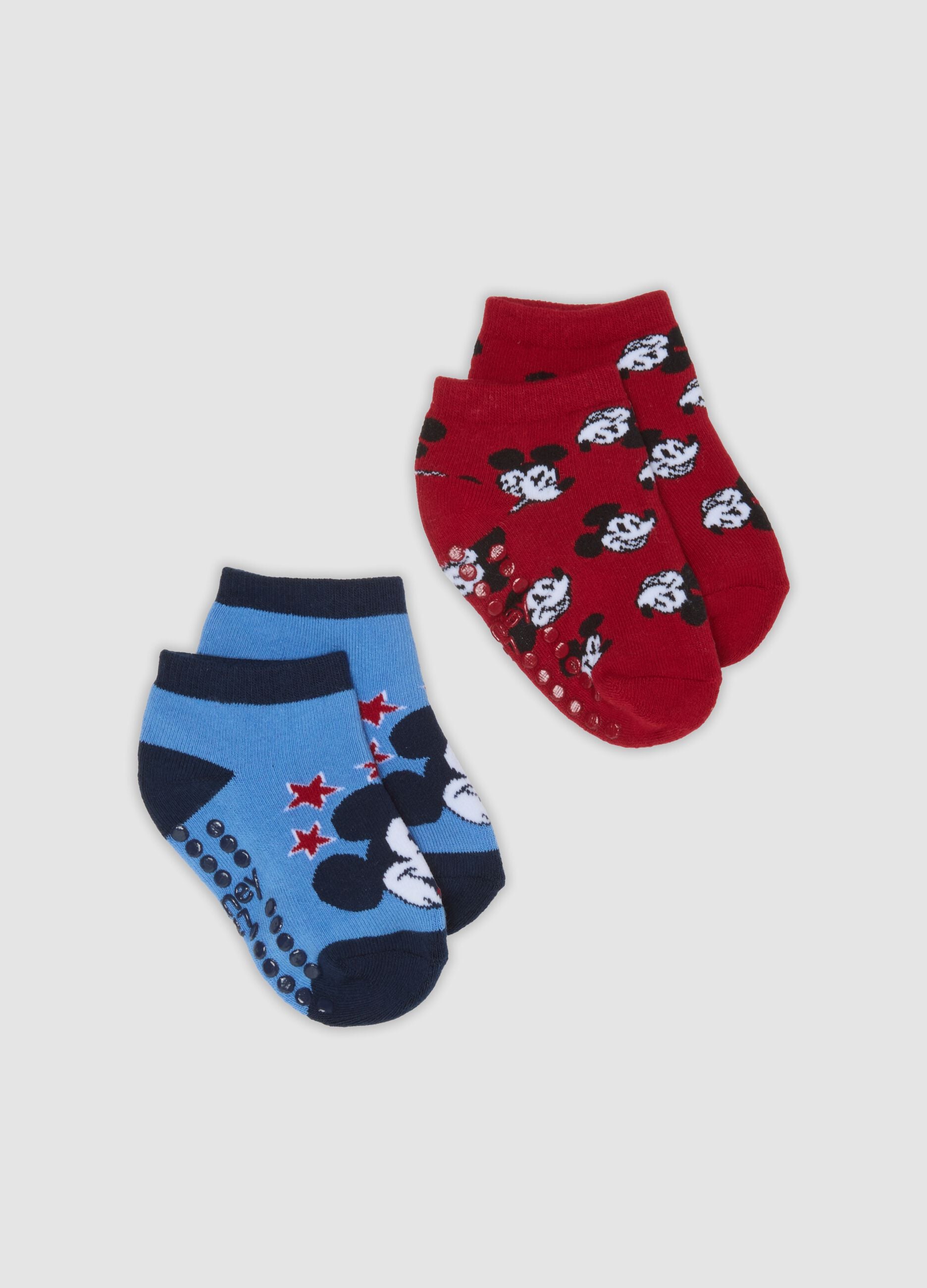 Bipack di calze corte in cotone organico elasticizzato con stampe Mickey