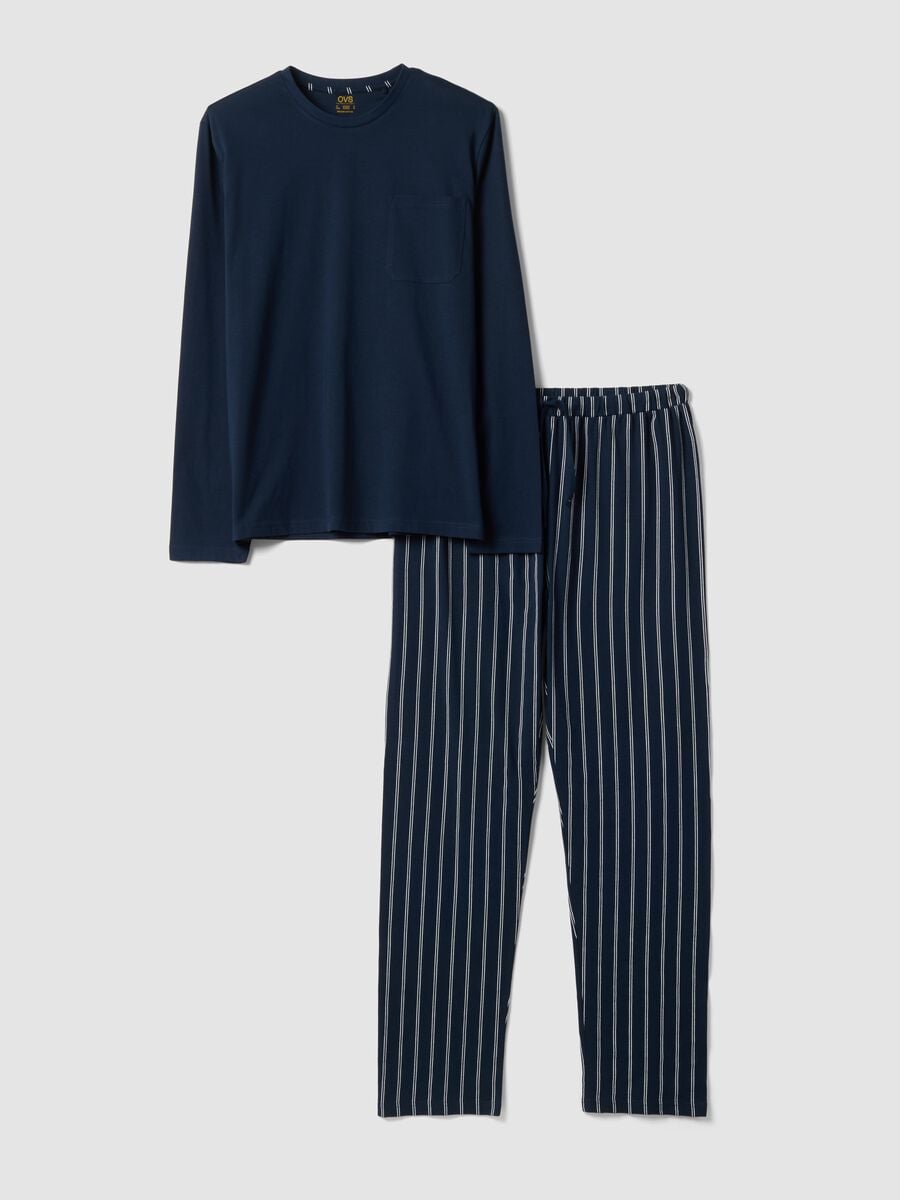 Blue pure organic cotton crew-neck pyjamas_0
