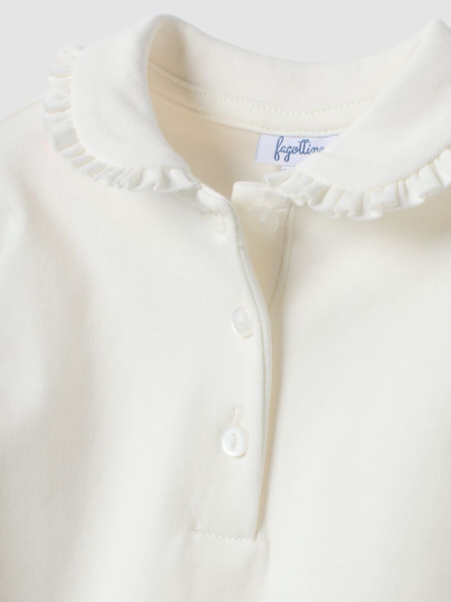 White long-sleeved polo in pure organic cotton_2