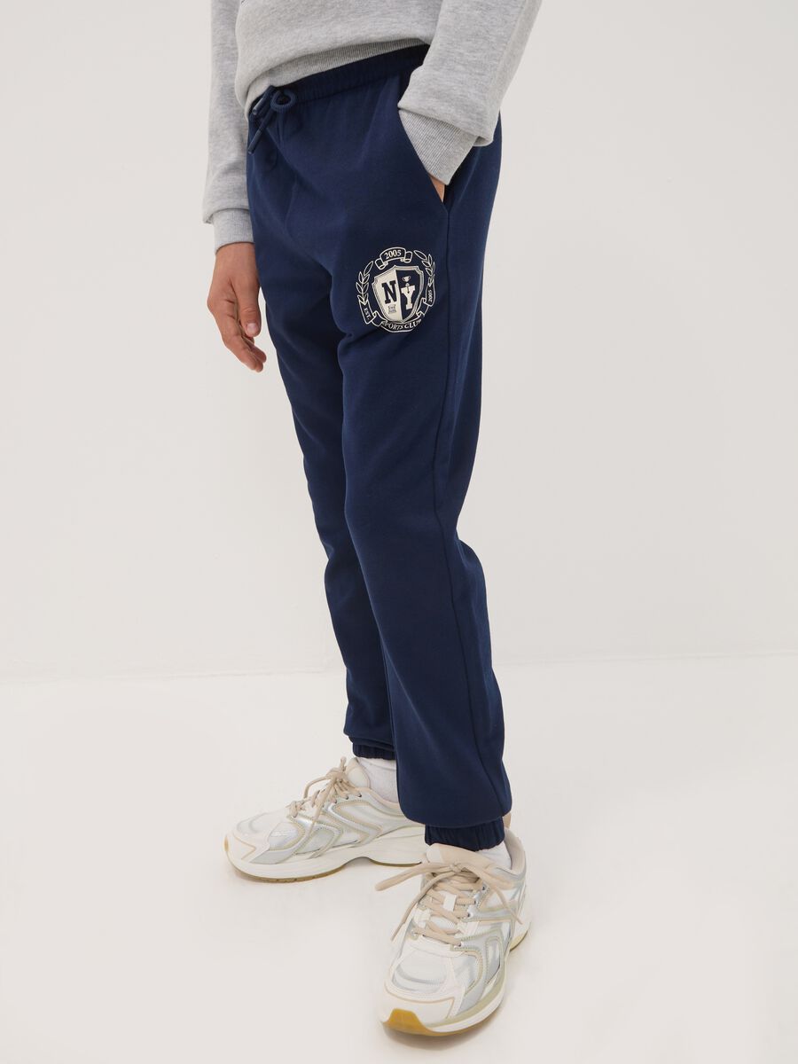 Blue pure cotton joggers with print_1