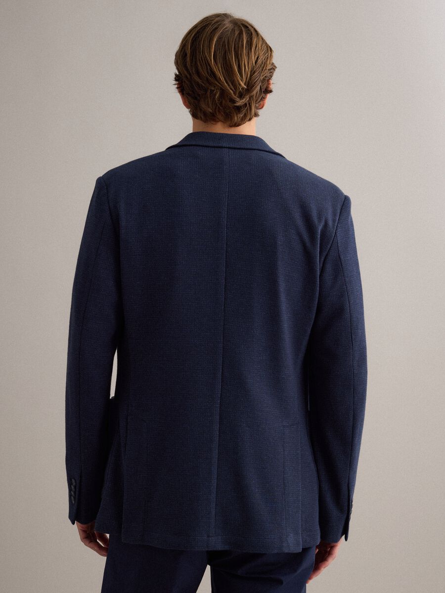 Slim fit blue stretch cotton blazer_2