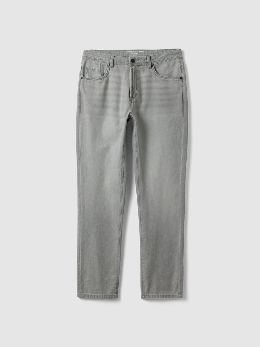 Grey Regular Fit Denim Pure Cotton Jeans_4