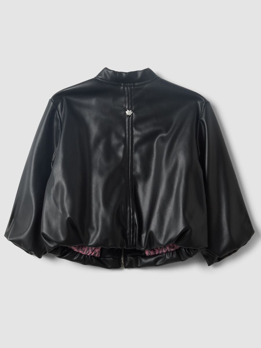 Schwarze wattierte M&auml;dchenjacke mit Reissverschluss_1