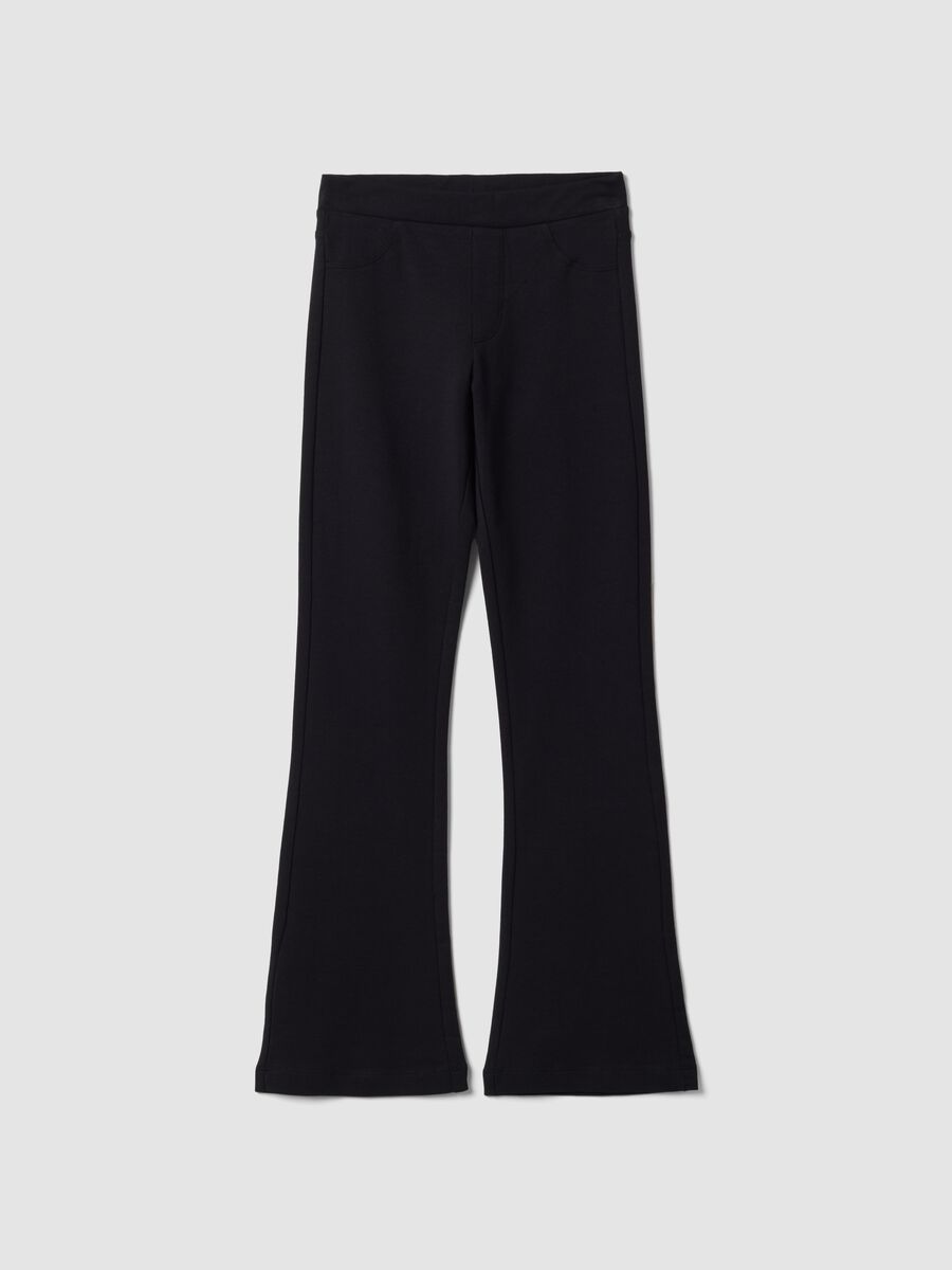 Girls' black slim-fit stretch organic cotton trousers_4