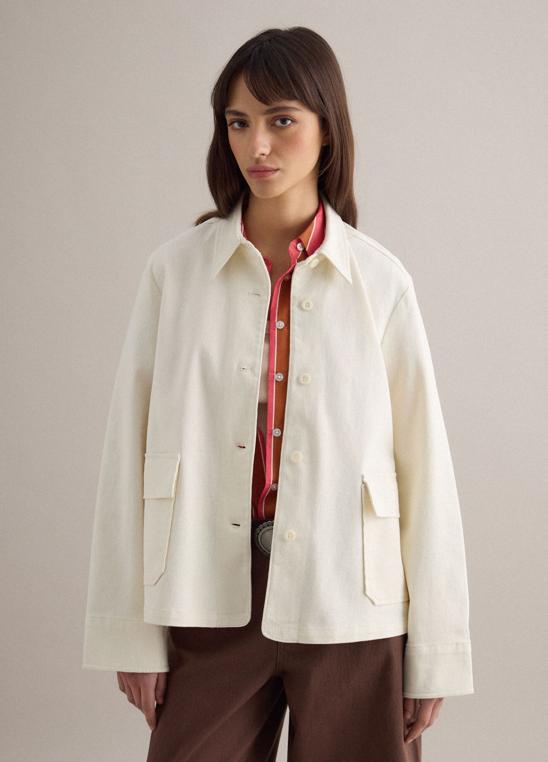 White Stretch Cotton Jacket