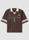 Brown pure cotton polo shirt with classic collar_0