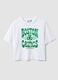 T-shirt branca em puro algod&atilde;o relaxado para menina Boston Celtics_0